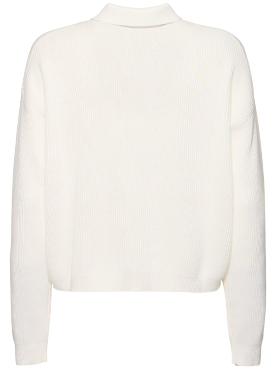 Brunello Cucinelli: 罗纹棉质针织POLO衫 - 象牙色 - women_3 | Luisa Via Roma