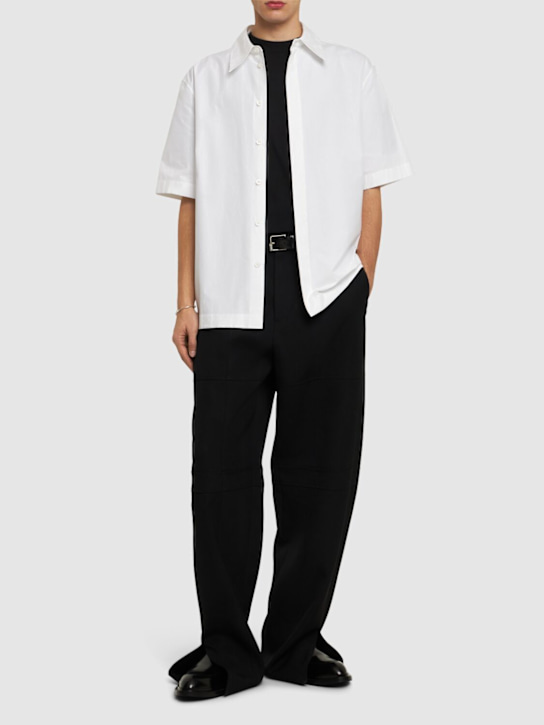 Jil Sander: Boxy fit short sleeve cotton shirt - Optic White - men_1 | Luisa Via Roma