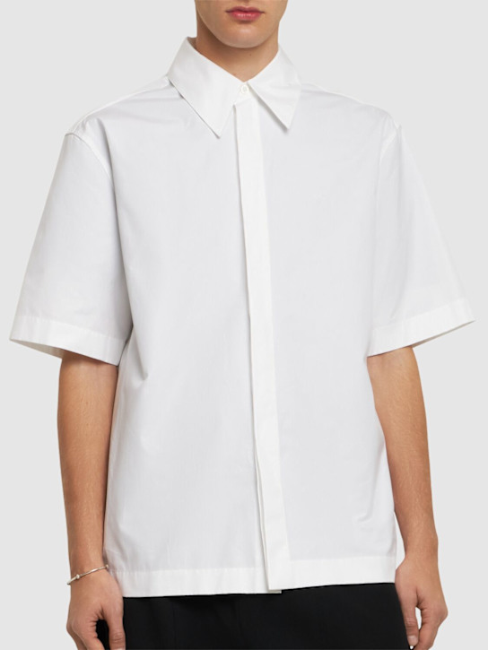 Jil Sander: Boxy fit short sleeve cotton shirt - Optic White - men_2 | Luisa Via Roma