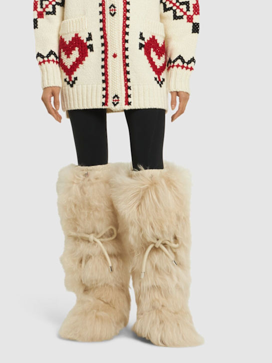 Moncler Grenoble: Gaia high shearling snow boots - women_1 | Luisa Via Roma