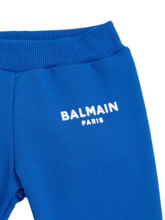 Balmain: Printed cotton sweatpants - Blue - kids-boys_1 | Luisa Via Roma