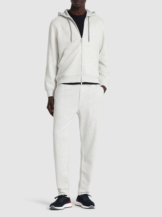 Brunello Cucinelli: Leisure zipped sweatshirt - Grigio Perla - men_1 | Luisa Via Roma
