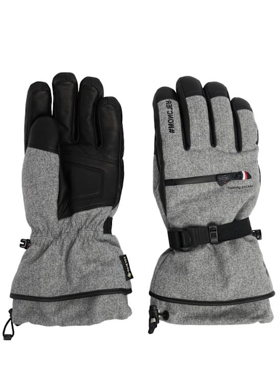 Moncler Grenoble: Logo padded wool flannel gloves - men_0 | Luisa Via Roma