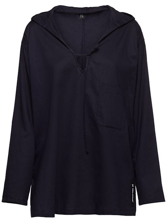 Hooded light cotton twill l/s top - Thumbnail 1