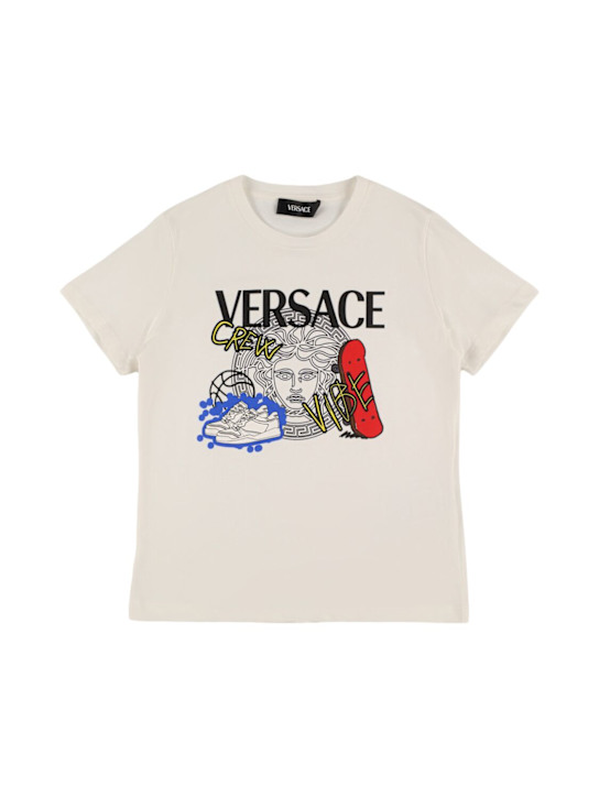 Versace: コットンジャージーTシャツ - kids-girls_0 | Luisa Via Roma