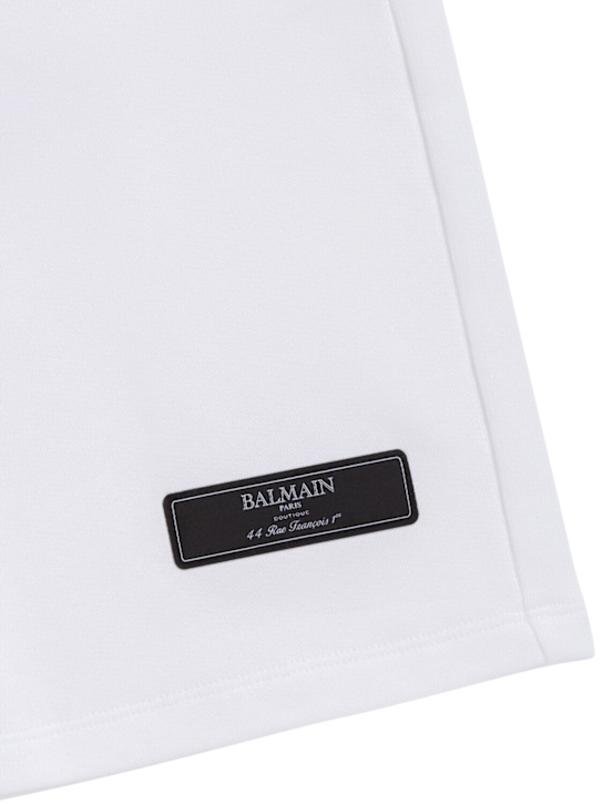 Balmain: Logo棉质短裤 - 白色 - kids-girls_1 | Luisa Via Roma