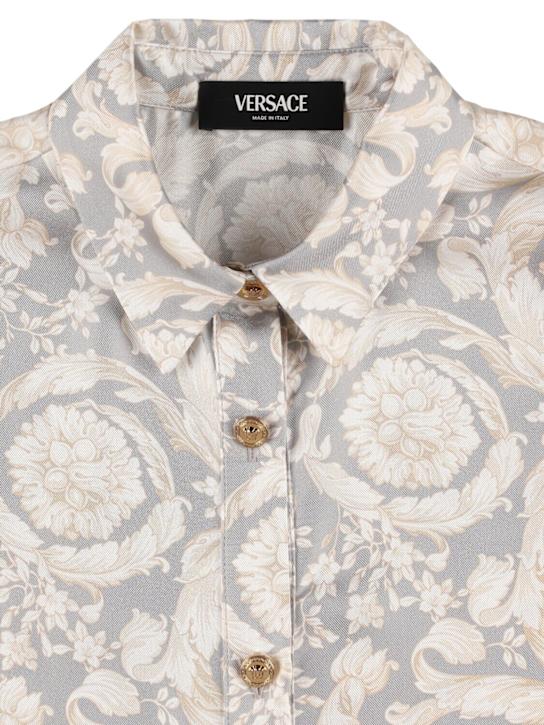 Versace: Vestito in seta stampata - Grey/Bone - kids-girls_1 | Luisa Via Roma