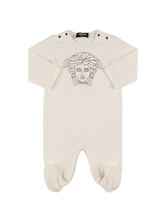 Versace: Medusa stretch jersey romper - kids-boys_0 | Luisa Via Roma