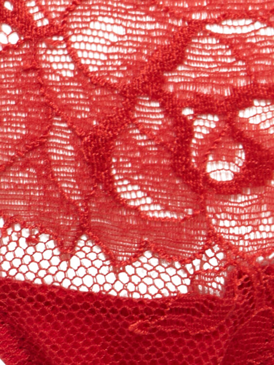Fleur Du Mal: Embellished Bouquet lace g-string - Red - women_4 | Luisa Via Roma