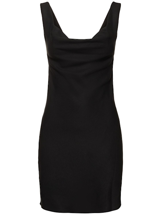 St. Agni: Double drape cotton & linen mini dress - Black - women_0 | Luisa Via Roma