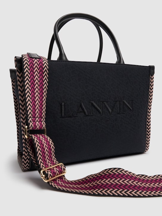 Lanvin: Borsa shopping in misto cotone con logo - kids-girls_1 | Luisa Via Roma