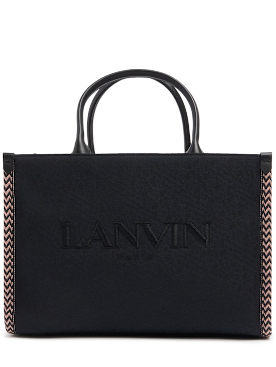 Lanvin: Borsa shopping in misto cotone con logo - kids-girls_0 | Luisa Via Roma