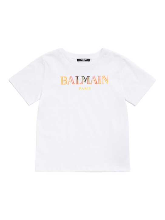 Balmain: Printed cotton jersey t-shirt - kids-boys_0 | Luisa Via Roma