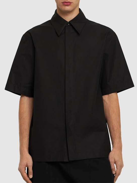 Jil Sander: Boxy fit short sleeve cotton shirt - Black - men_2 | Luisa Via Roma