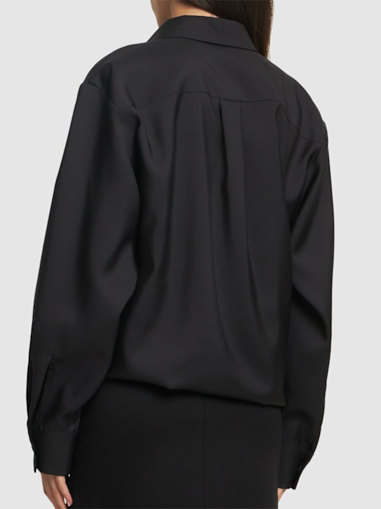 Valentino: Wool blend wrap shirt - Black - women_2 | Luisa Via Roma