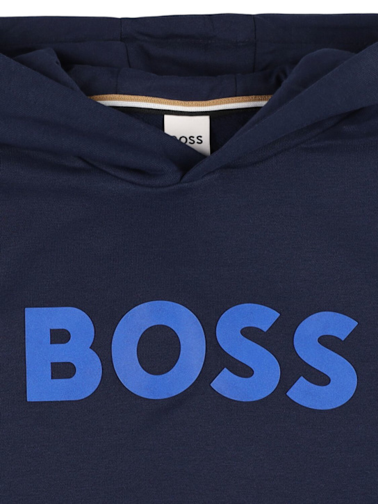 Boss: Printed cotton blend hoodie - kids-girls_1 | Luisa Via Roma