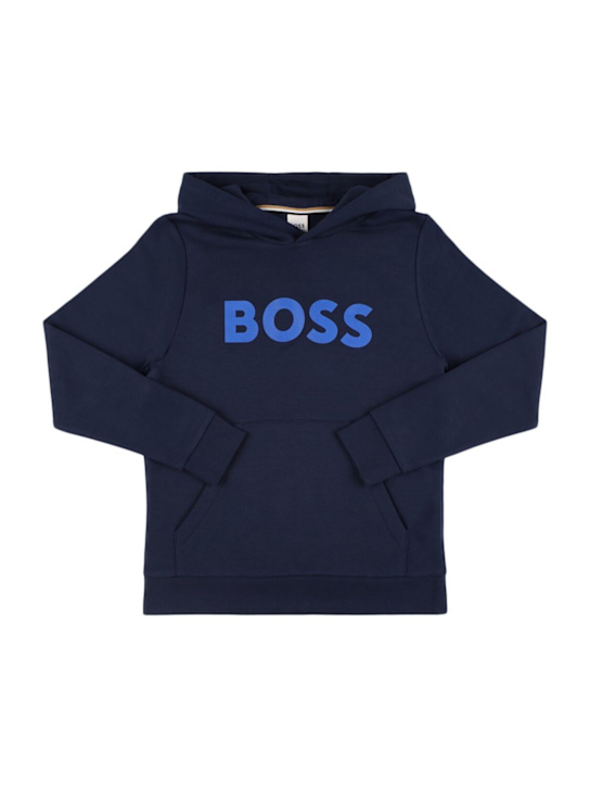 Boss: Printed cotton blend hoodie - kids-girls_0 | Luisa Via Roma