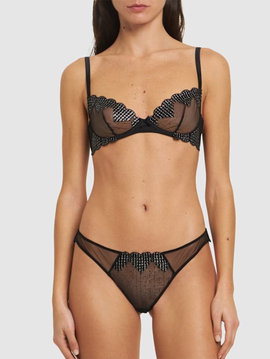 Fleur Du Mal: Heart embroidery cheeky briefs - women_1 | Luisa Via Roma