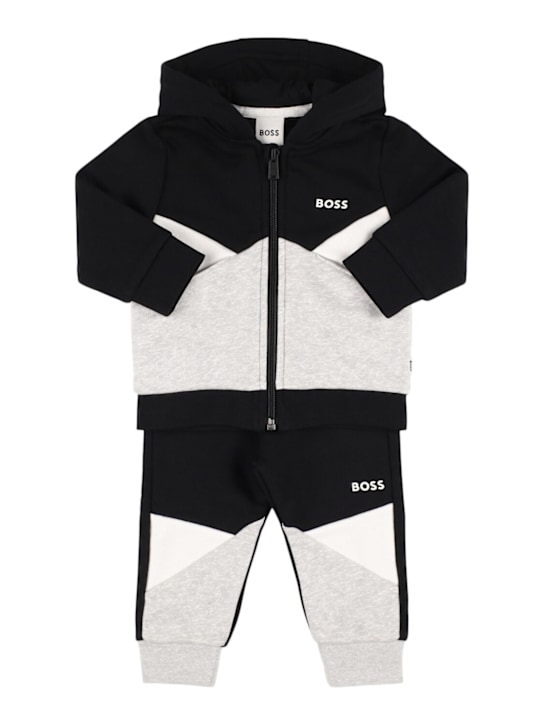 Boss: ブラッシュドスウェットシャツ＆スウェットパンツ - kids-boys_0 | Luisa Via Roma