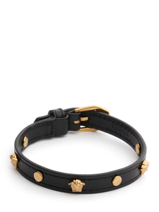 Versace: Leather medusa bracelet - men_0 | Luisa Via Roma