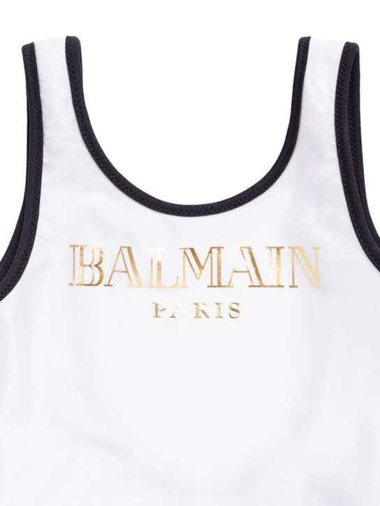 Balmain: Costume intero in Lycra stampata - Bianco - kids-girls_1 | Luisa Via Roma