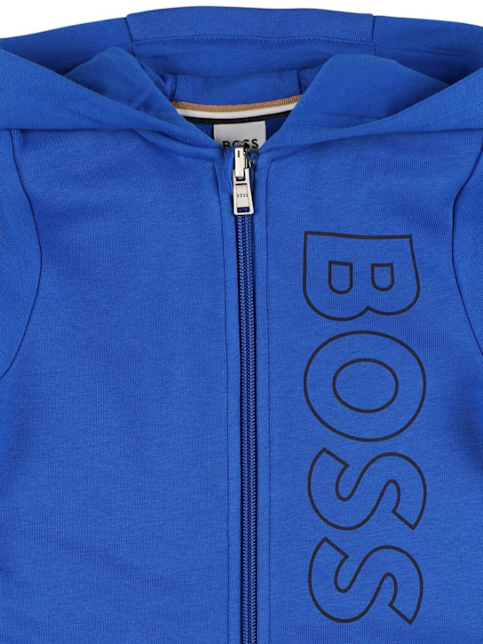 Boss: Cotton blend zip sweatshirt & sweatpants - Cobalto - kids-boys_1 | Luisa Via Roma