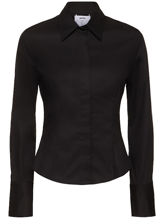 BETTTER: Cascade cotton blend poplin fitted shirt - Black - women_0 | Luisa Via Roma