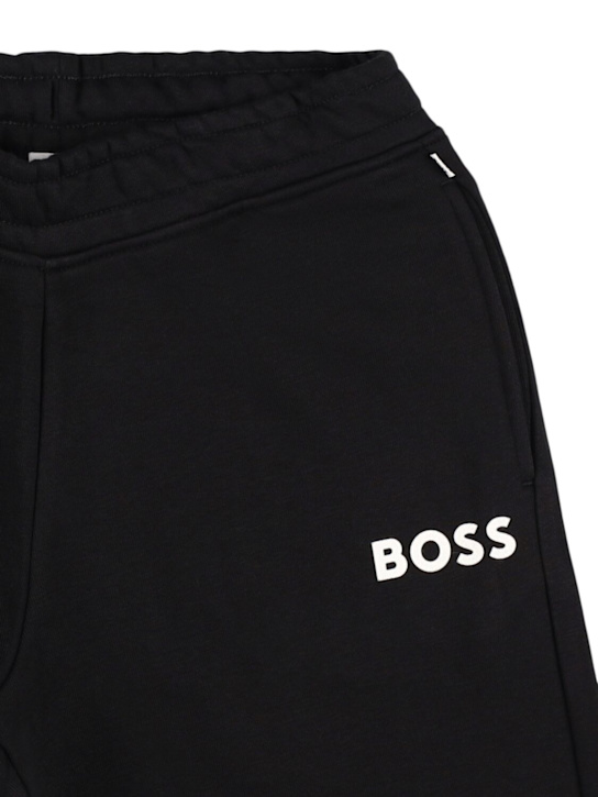 Boss: ブラッシュドコットンスウェットパンツ - kids-boys_1 | Luisa Via Roma