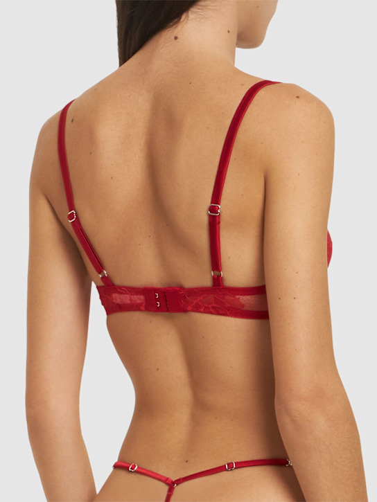 Fleur Du Mal: Embellished Bouquet lace g-string - Red - women_2 | Luisa Via Roma