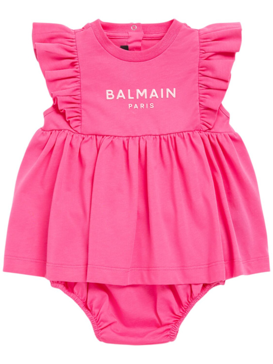 Balmain: Vestito e culotte in jersey di cotone - kids-girls_0 | Luisa Via Roma