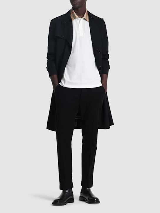 Burberry: Polo Cody in cotone con check - Bianco - men_1 | Luisa Via Roma