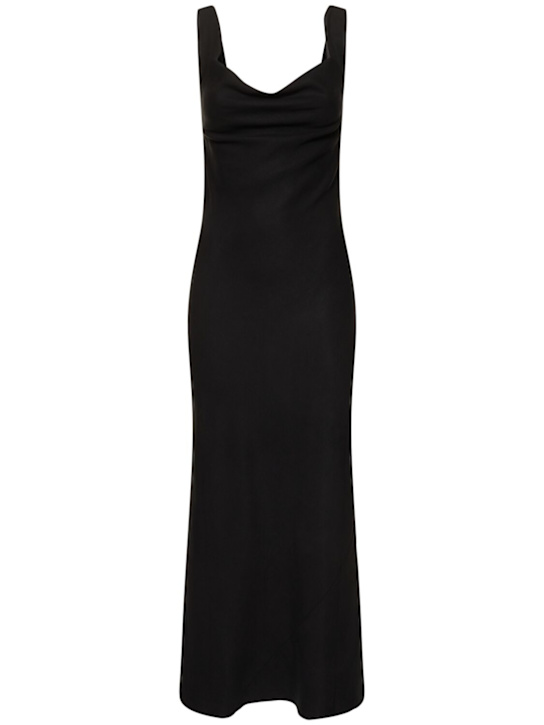 St. Agni: Double drape long dress - Black - women_0 | Luisa Via Roma
