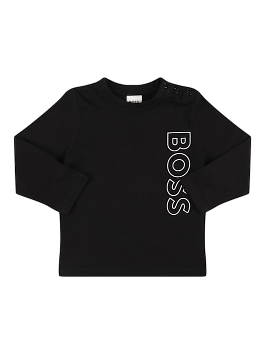 Boss: コットンジャージー長袖Tシャツ - kids-boys_0 | Luisa Via Roma