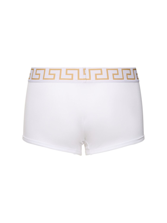 Versace: Pack of 3 Greca stretch boxer briefs - White - men_2 | Luisa Via Roma