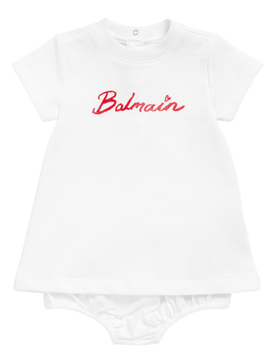 Balmain: Vestito e culotte in jersey di cotone - kids-girls_0 | Luisa Via Roma