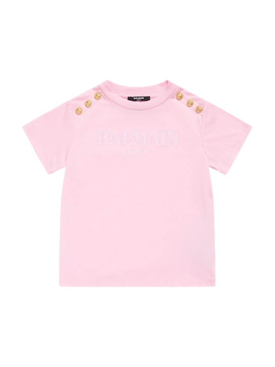 Balmain: Logo cotton jersey t-shirt - kids-girls_0 | Luisa Via Roma