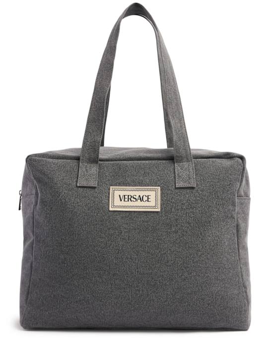 Versace: Printed tote bag - Grey - kids-girls_0 | Luisa Via Roma