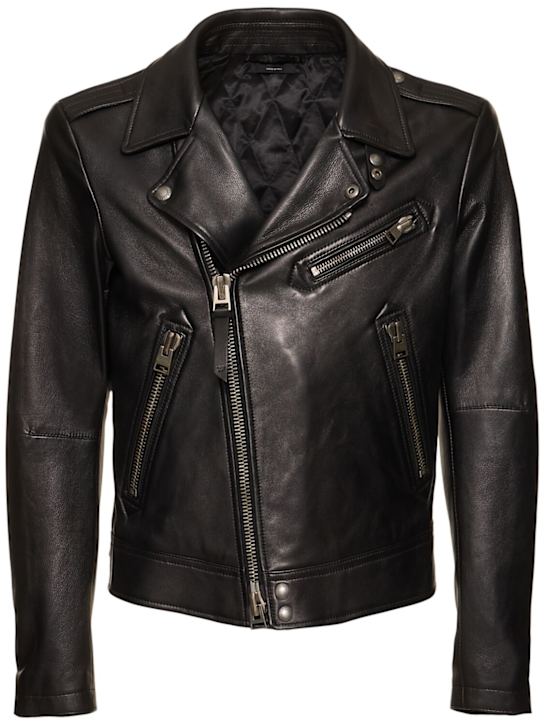 Tom Ford: Nappa leather asymmetric biker jacket - men_0 | Luisa Via Roma