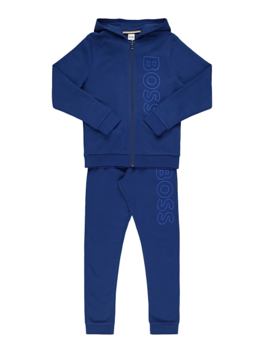 Boss: コットンブレンドジップスウェットシャツ＆スウェットパンツ - kids-boys_0 | Luisa Via Roma