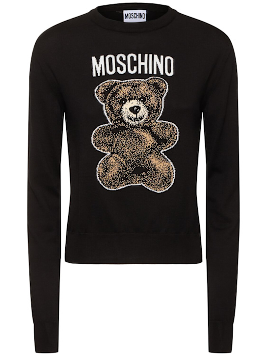 Moschino: Logo embroidered cotton sweater - women_0 | Luisa Via Roma