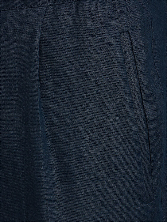 Kiton: Pleated linen pants - Blue - men_4 | Luisa Via Roma