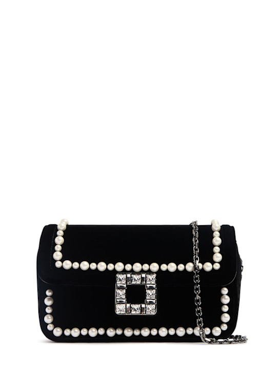 Roger Vivier: Borsa Viv Jeu De Fille in velluto con decorazioni - Nero - women_0 | Luisa Via Roma