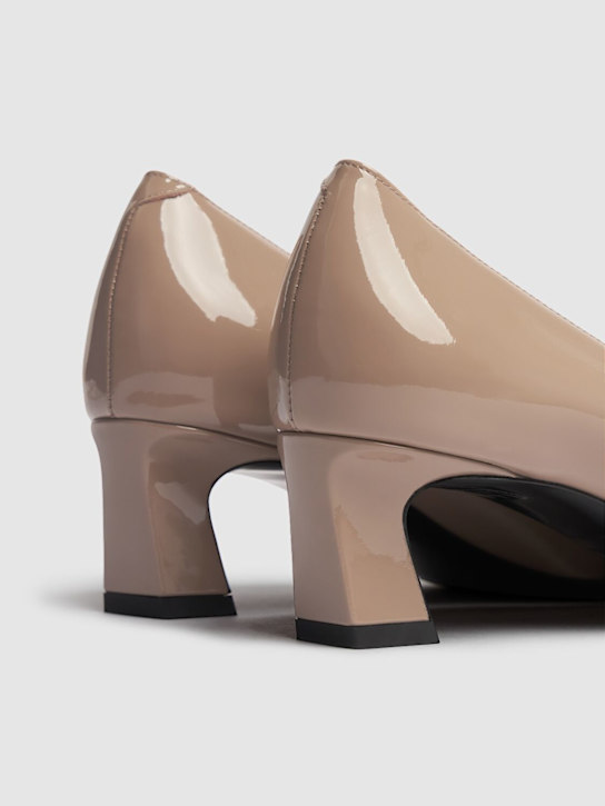 Roger Vivier: 45mm Trompette patent leather pumps - Taupe - women_3 | Luisa Via Roma