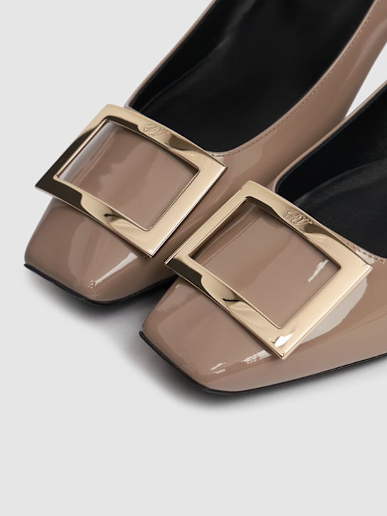 Roger Vivier: 45mm Trompette patent leather pumps - Taupe - women_4 | Luisa Via Roma