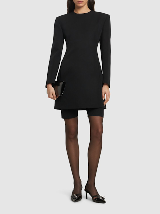 Valentino: Wool grisaille mini dress - Black - women_1 | Luisa Via Roma
