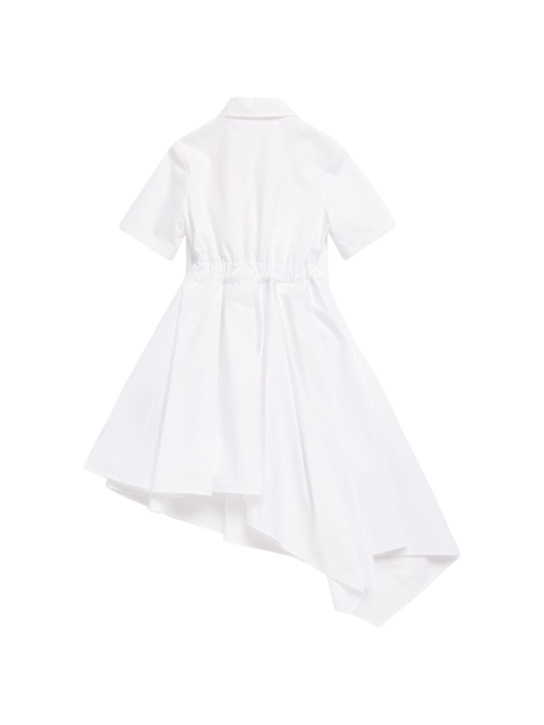 Balmain: Vestito in popeline di cotone con logo - Bianco - kids-girls_2 | Luisa Via Roma
