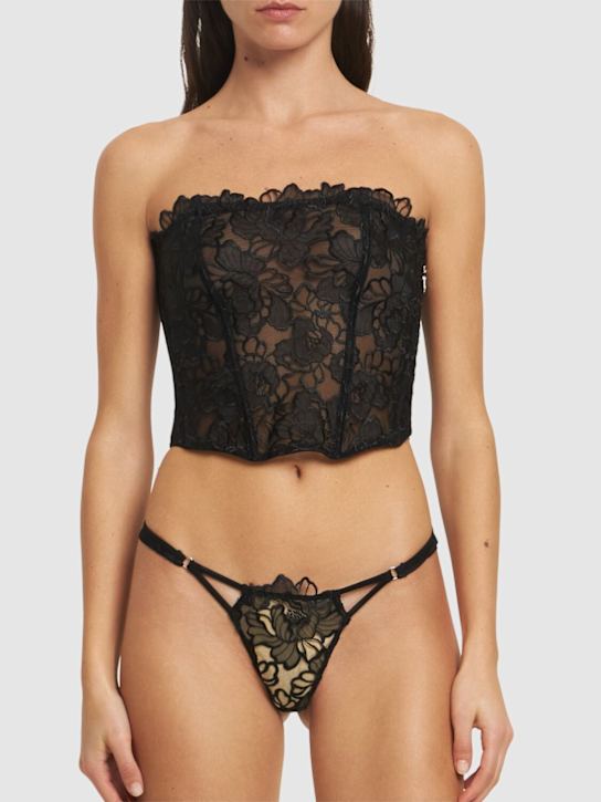 Fleur Du Mal: Lola Bow embroidered thong - women_1 | Luisa Via Roma