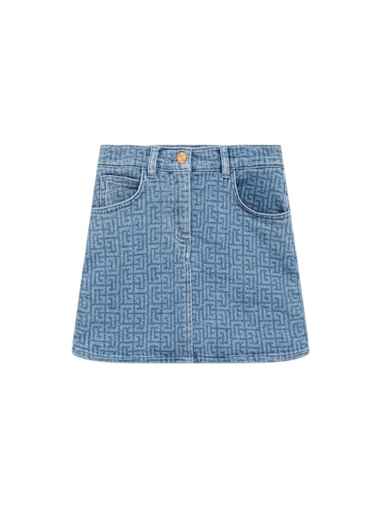 Balmain: Gonna in denim stretch - kids-girls_0 | Luisa Via Roma