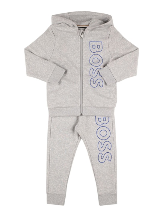 Boss: コットンブレンドジップスウェットシャツ＆スウェットパンツ - kids-boys_0 | Luisa Via Roma