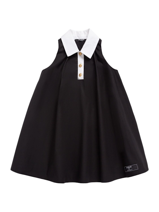 Balmain: Vestito in popeline di cotone - kids-girls_0 | Luisa Via Roma